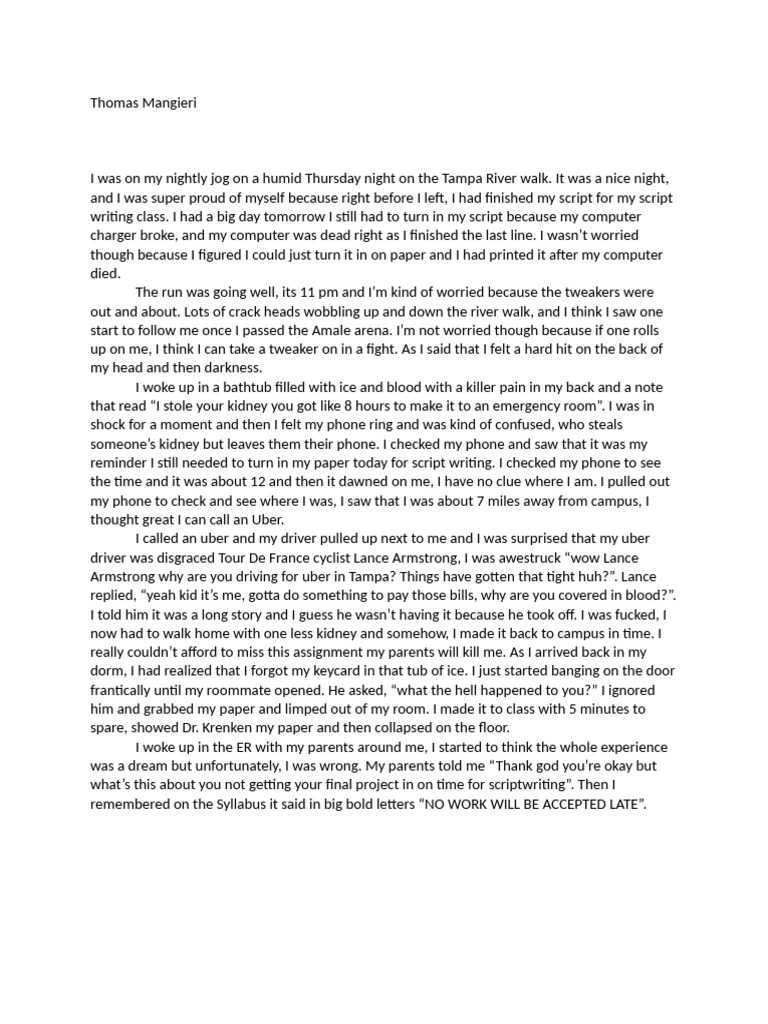 Kidney Heist: A Scriptwriter's Nightmare | PDF
