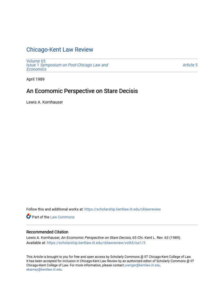 Economic Analysis of Stare Decisis | PDF | Precedent | Legal Liability