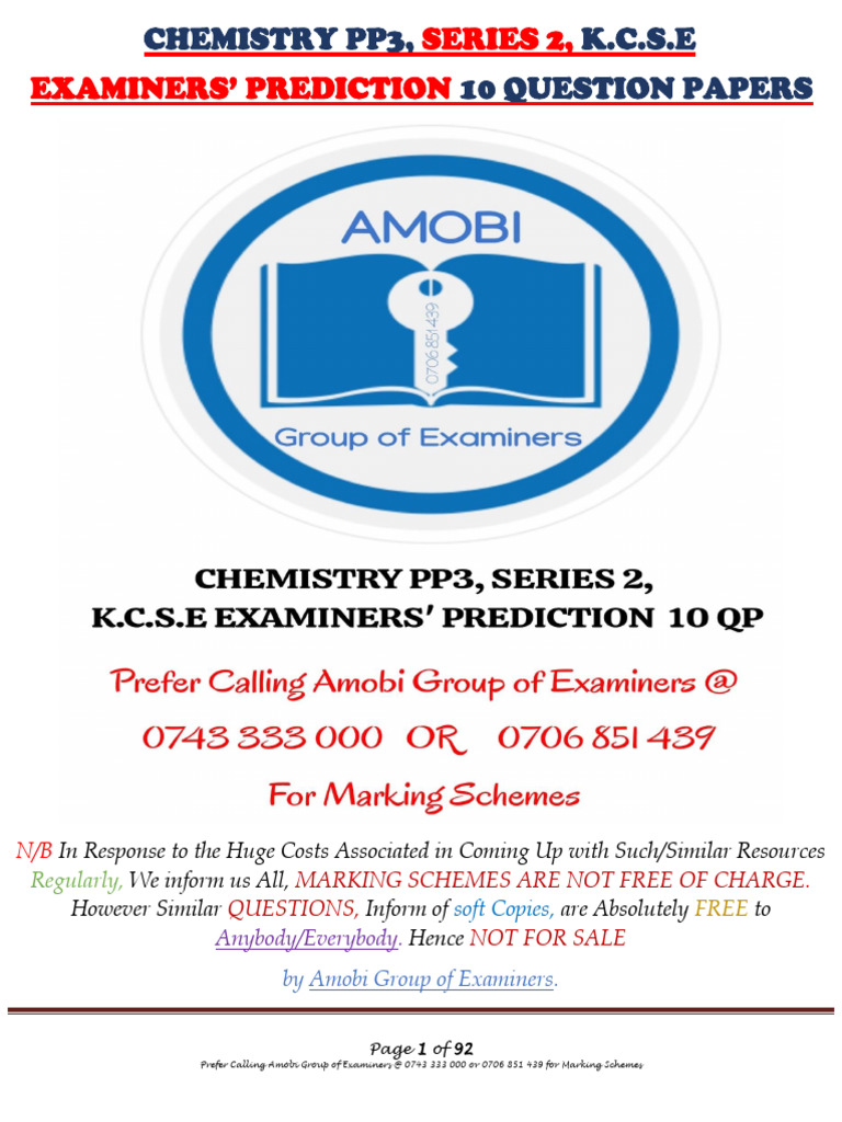Chem Pp3 s2 Kcse Ep 10 Qp | PDF | Titration | Chemistry