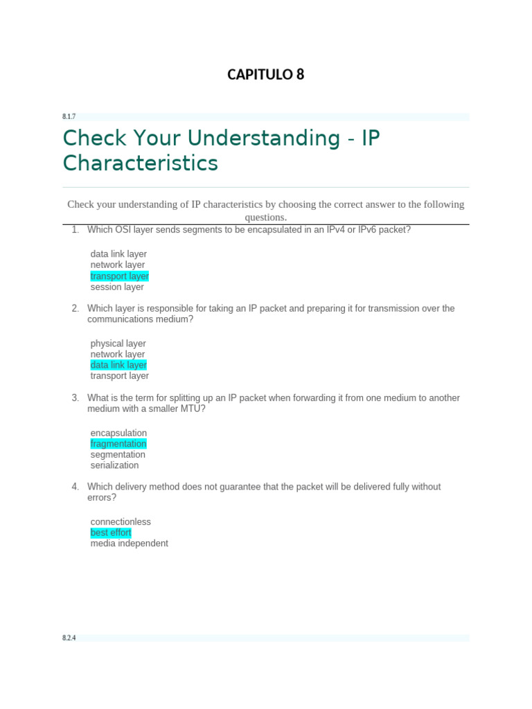 Understanding IP Characteristics and Routing | PDF | Internet Protocols ...