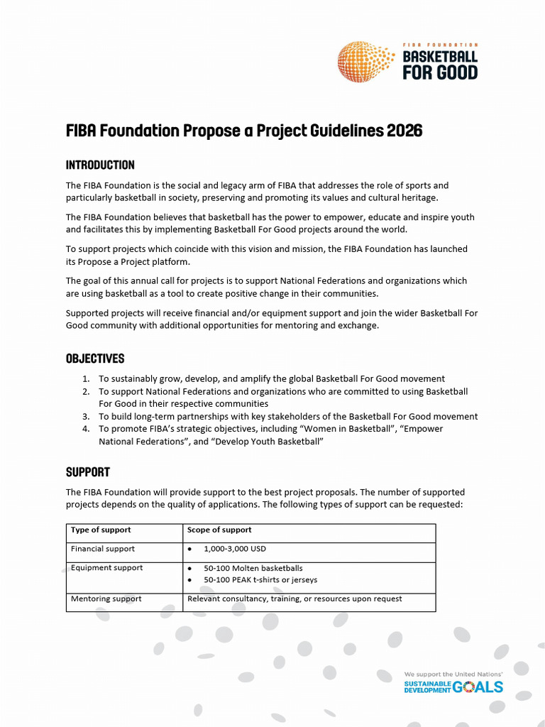 FIBA Foundation Project Proposal Guidelines | PDF | Evaluation | Due ...