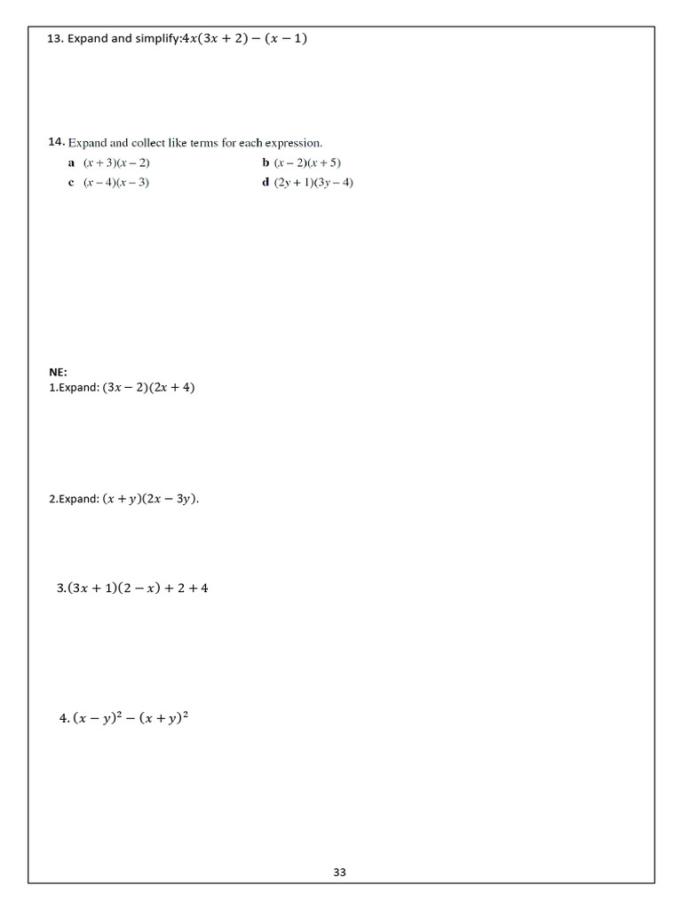 Algebra Expansion and Simplification Guide | PDF