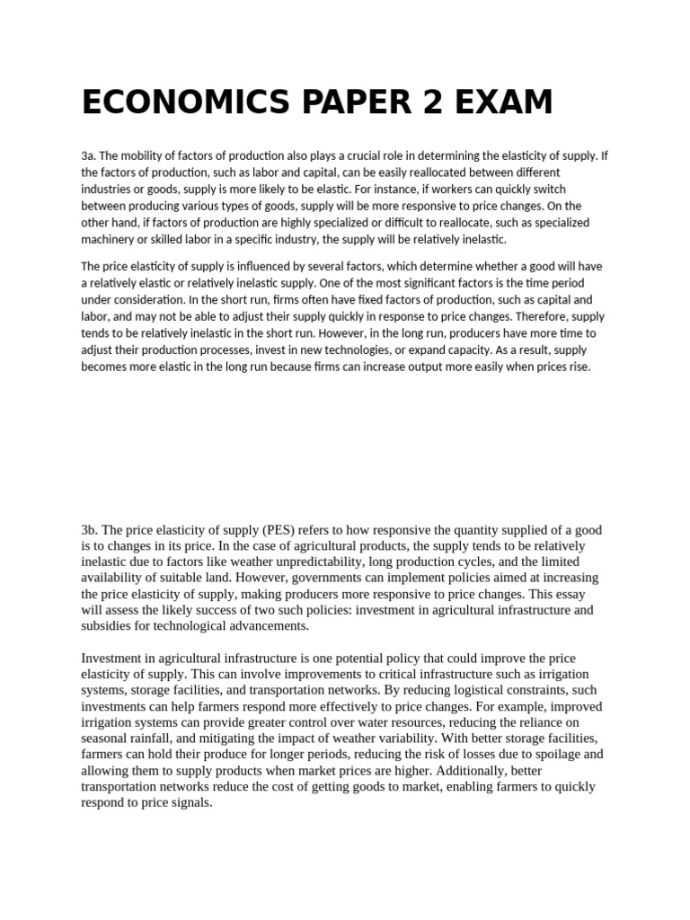 Economics Paper 2 Exam | PDF | Agriculture | Supply (Economics)
