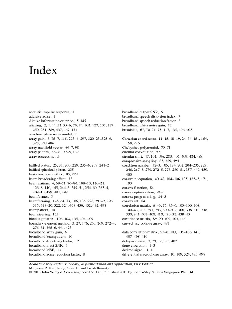 Acoustic Array Systems - 2013 - Bai - Index | PDF | Eigenvalues And ...