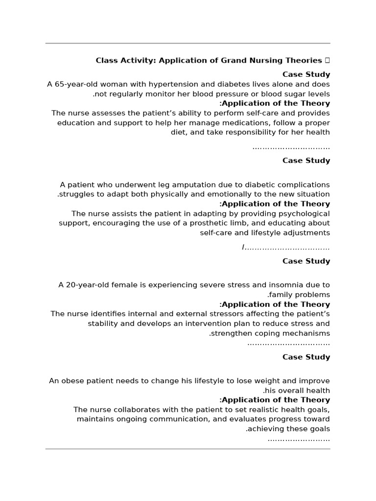 Grand Nursing Theories in Case Studies | PDF