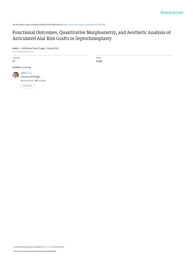 Alar Rim Grafts in Septorhinoplasty Analysis | PDF | Surgical ...