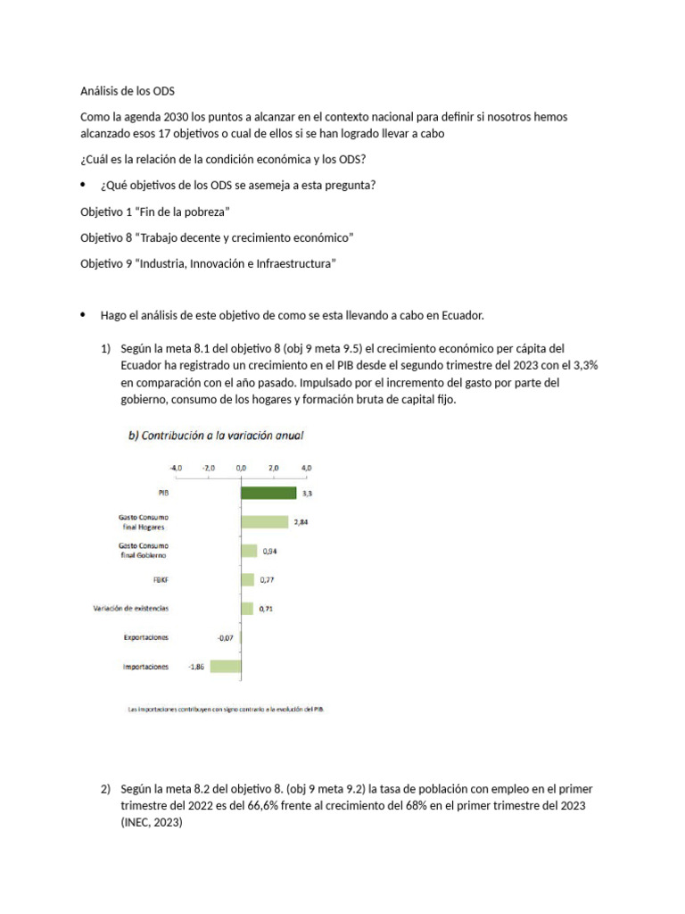 Análisis de ODS y economía en Ecuador | PDF