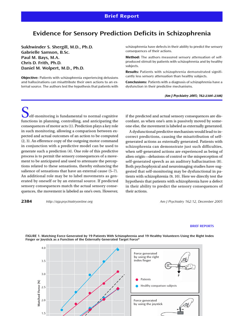 3.3 Evidence for Sensory Prediction Deficits in Schizophrenia | PDF ...