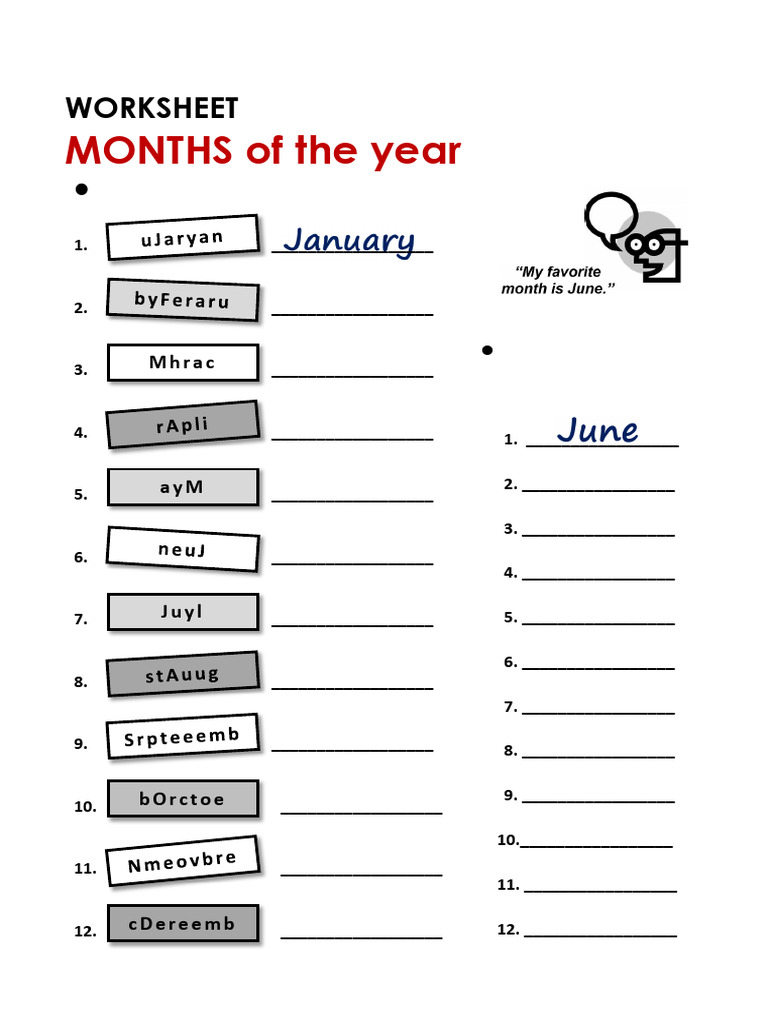 Months of the Year Worksheet | PDF