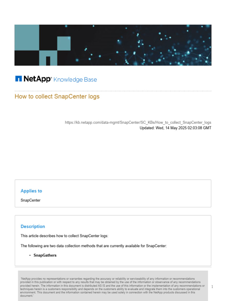 Collecting SnapCenter Logs Guide | PDF | Microsoft Windows ...