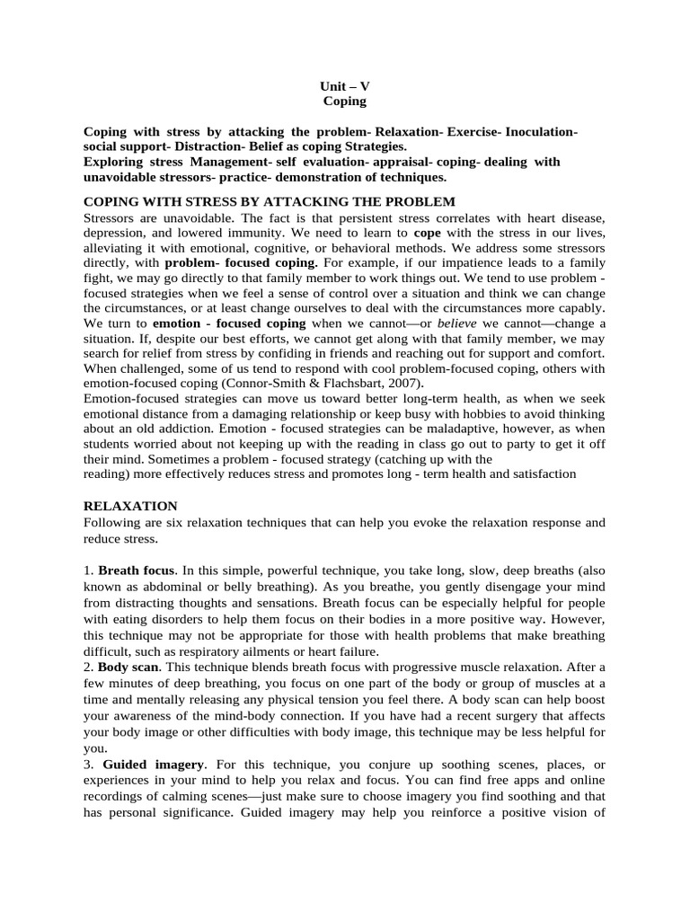 Effective Stress Coping Strategies | PDF | Relaxation (Psychology ...