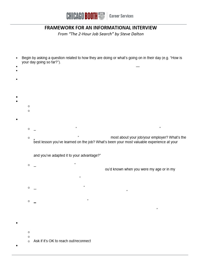 Informational Interview Framework Guide | PDF | Human Communication ...