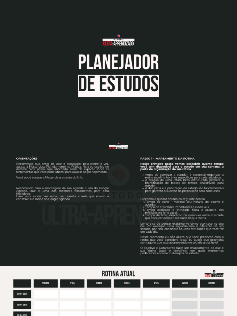 Planejamento Eficiente para Estudos | PDF | Tempo | Matéria