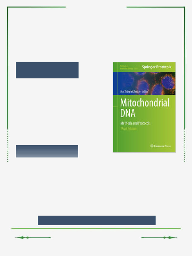 Mitochondrial DNA Methods and Protocols 3rd Edition Matthew Mckenzie ...