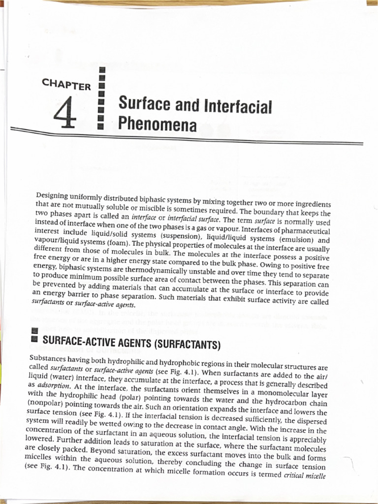 Surface and Interfacial Phenomena 1 | PDF