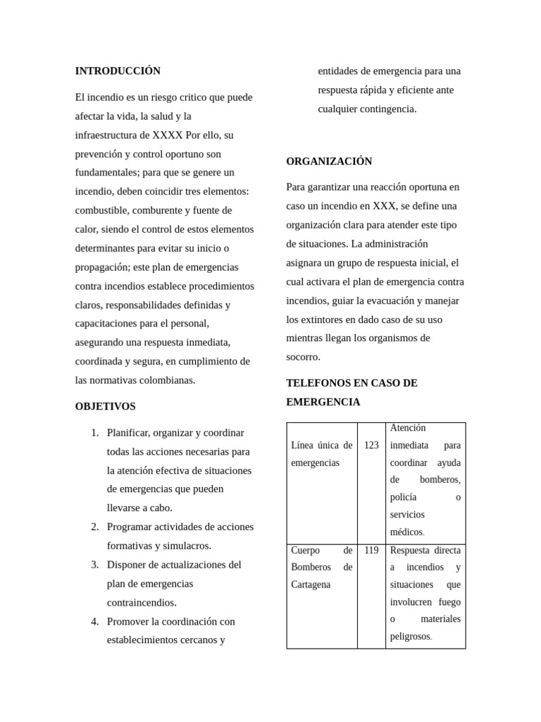 Plan de Emergencias Contra Incendios | PDF | Bombero | Incendios