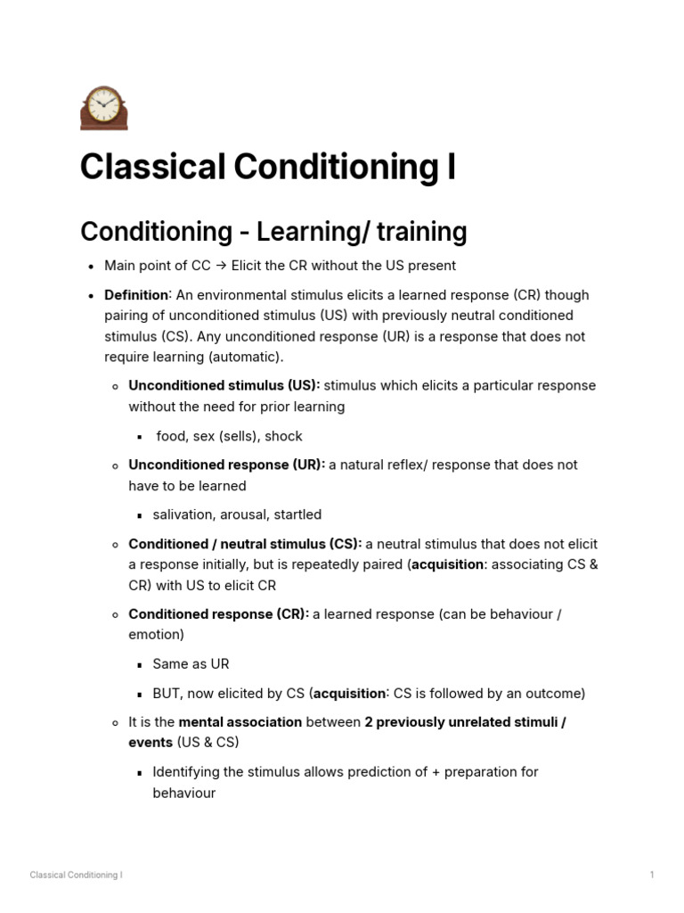 Understanding Classical Conditioning Concepts | PDF | Classical ...