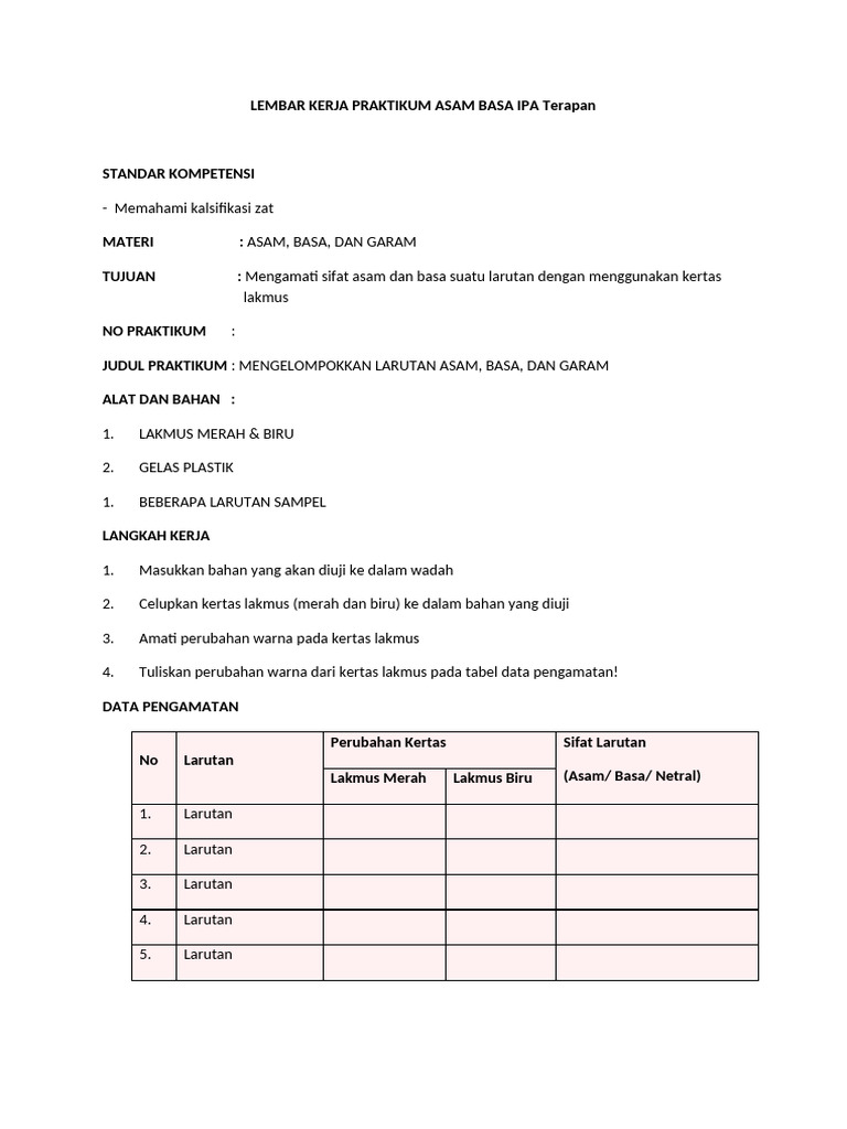 Praktikum Sifat Asam Basa Larutan | PDF