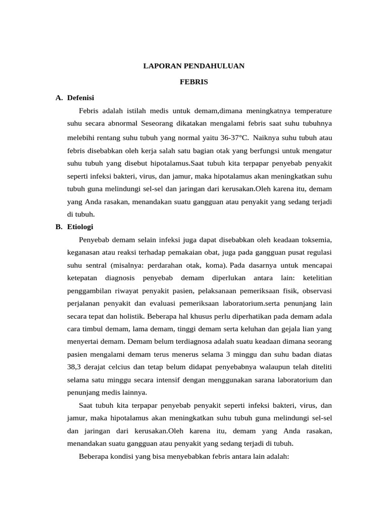 Penyebab dan Penanganan Febris Medis | PDF