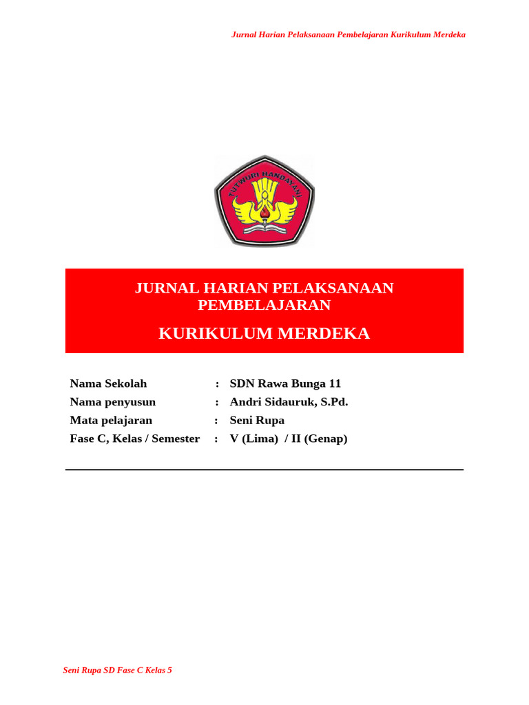 Jurnal Pembelajaran Seni Rupa Kelas 5 | PDF