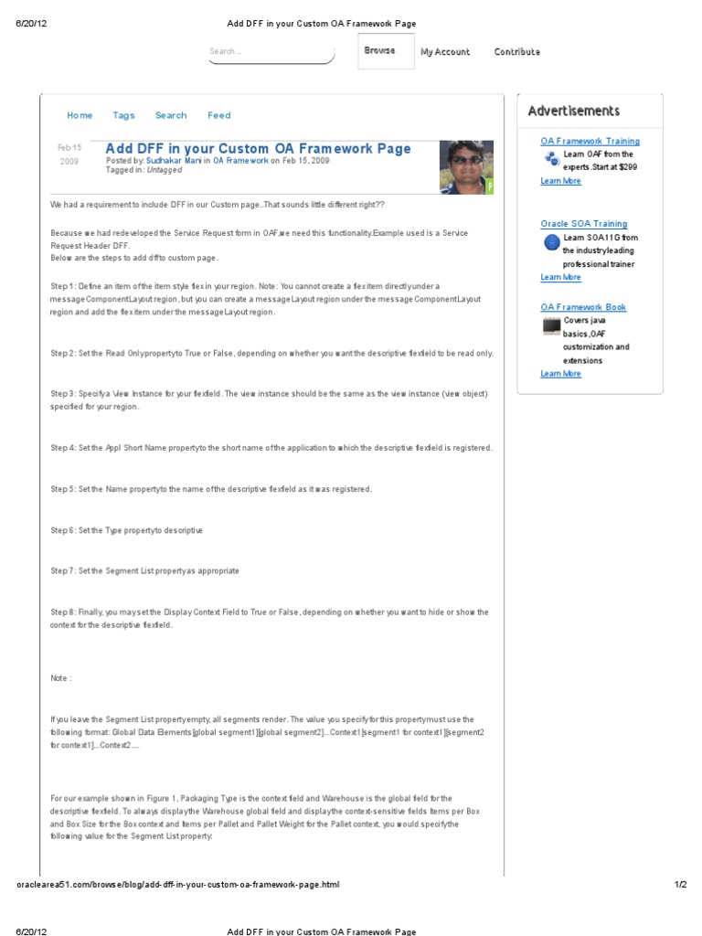 Adding DFF to OA Framework Page | PDF | Information Technology ...
