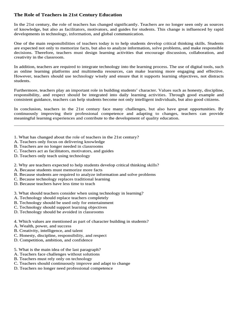 Teachers' Evolving Role in Education | PDF | Teachers | Learning