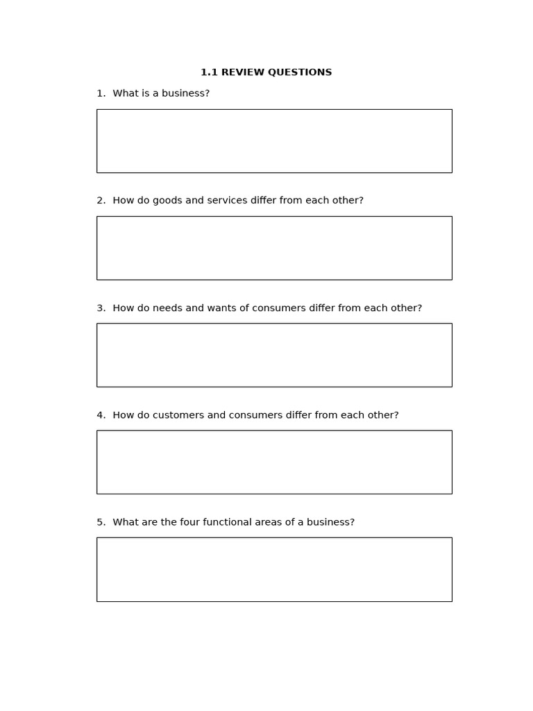 Business Fundamentals Review Questions | PDF