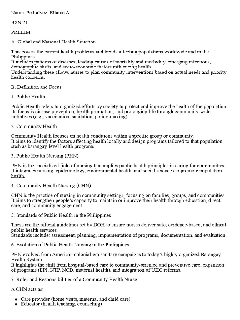 Overview of Public Health Nursing in the Philippines | PDF | Family ...