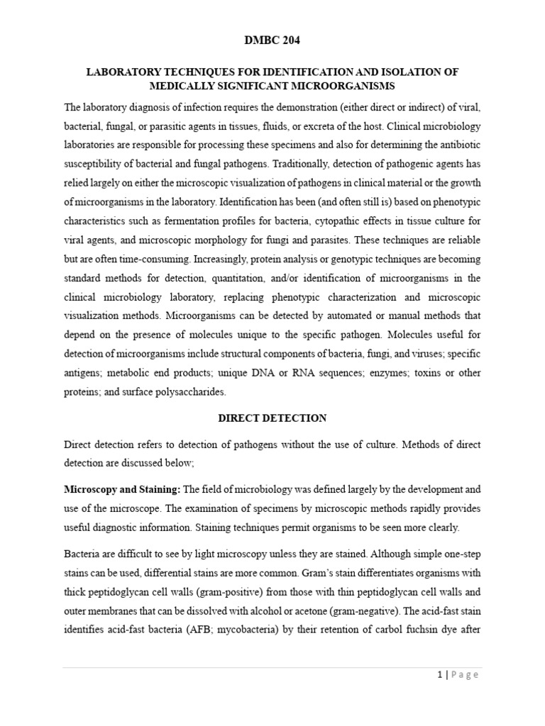 DMBC 204 Material 1 | PDF | Medical Microbiology | Bacteria