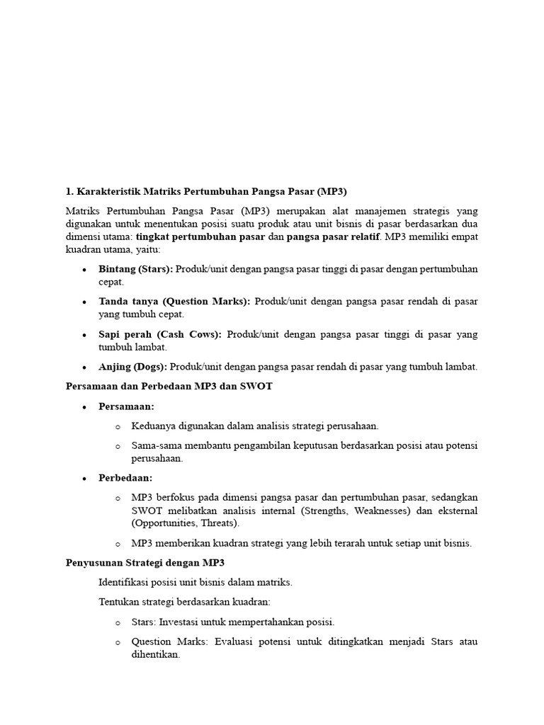 Analisis Matriks MP3 dan MDTI dalam Strategi | PDF