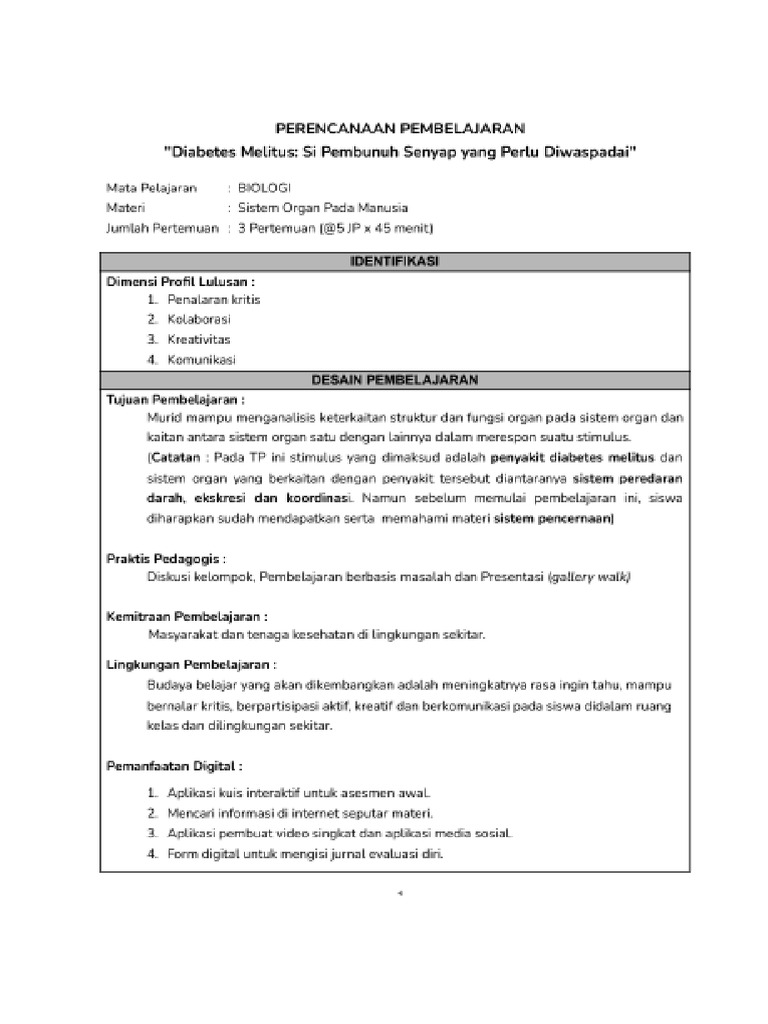 Contoh RPP PM Biologi | PDF