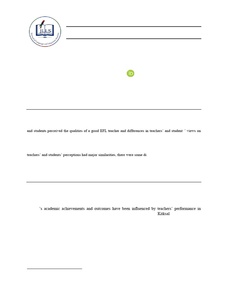 Qualities of a Good EFL Teacher | PDF | Teachers | English As A Second ...
