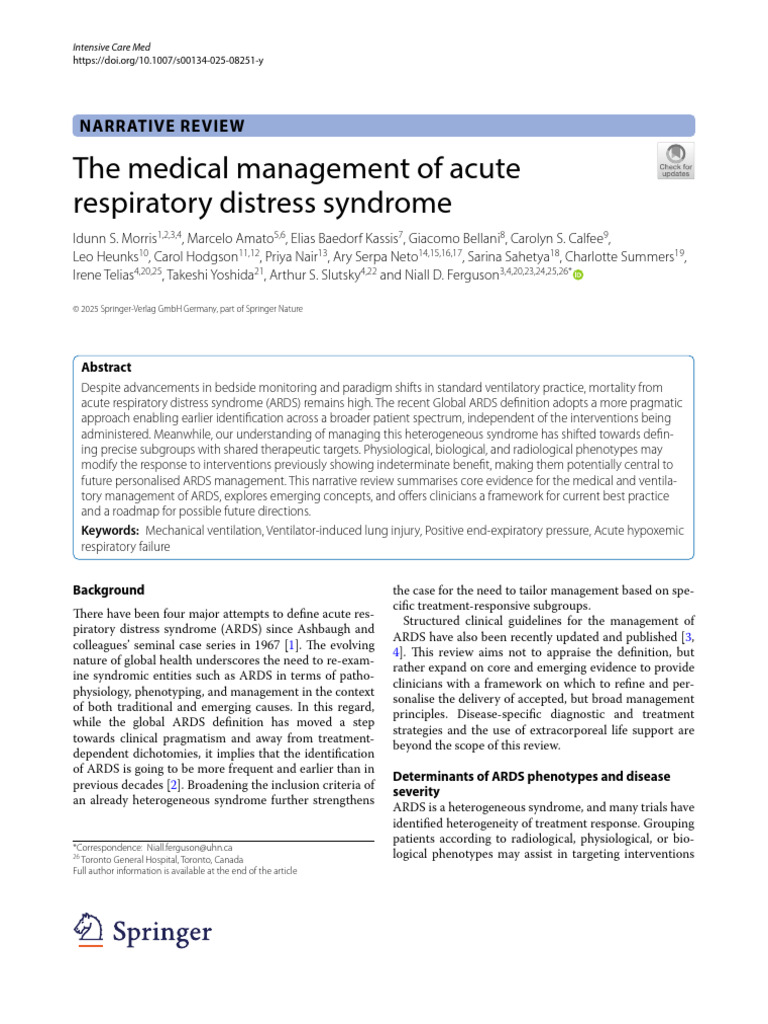 The Medical Management of Acute Respiratory Distress Syndrome | PDF ...