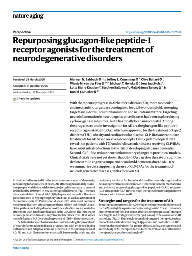 Image showcasing Repurposing Glucagon-like Peptide-1 Receptor Agonists for the Treatment ...