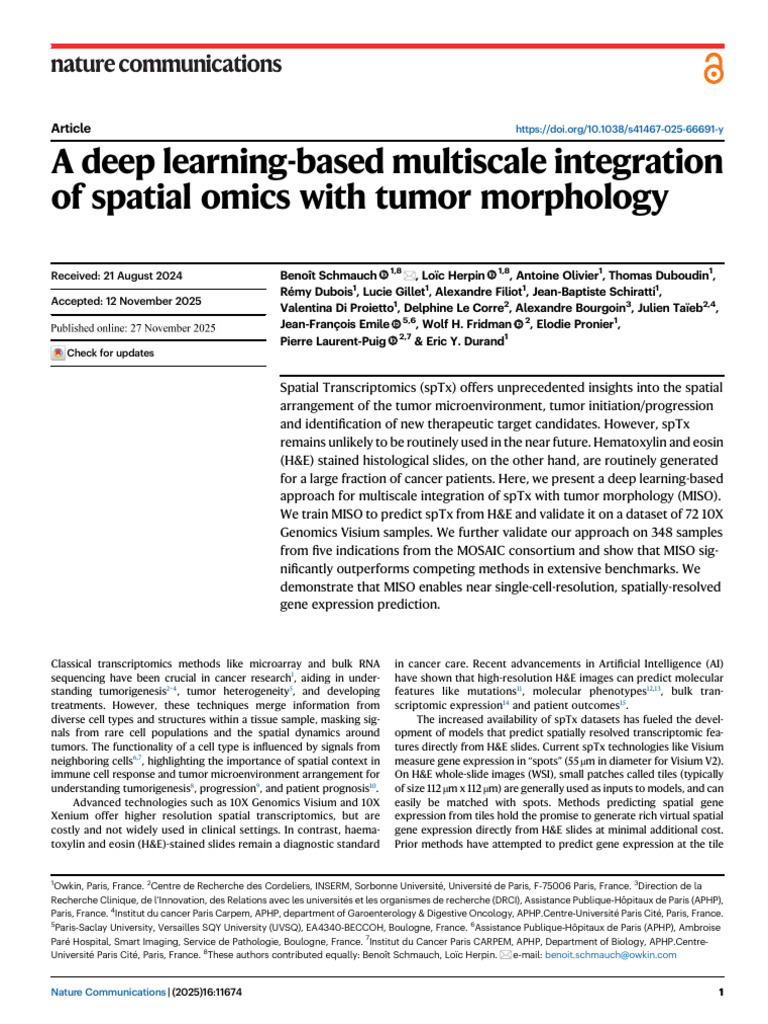 Deep Learning for Tumor Spatial Omics | PDF | Mean Squared Error