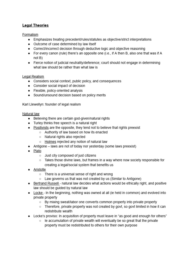 Overview of Legal Theories and Schools | PDF | Property | Natural Law