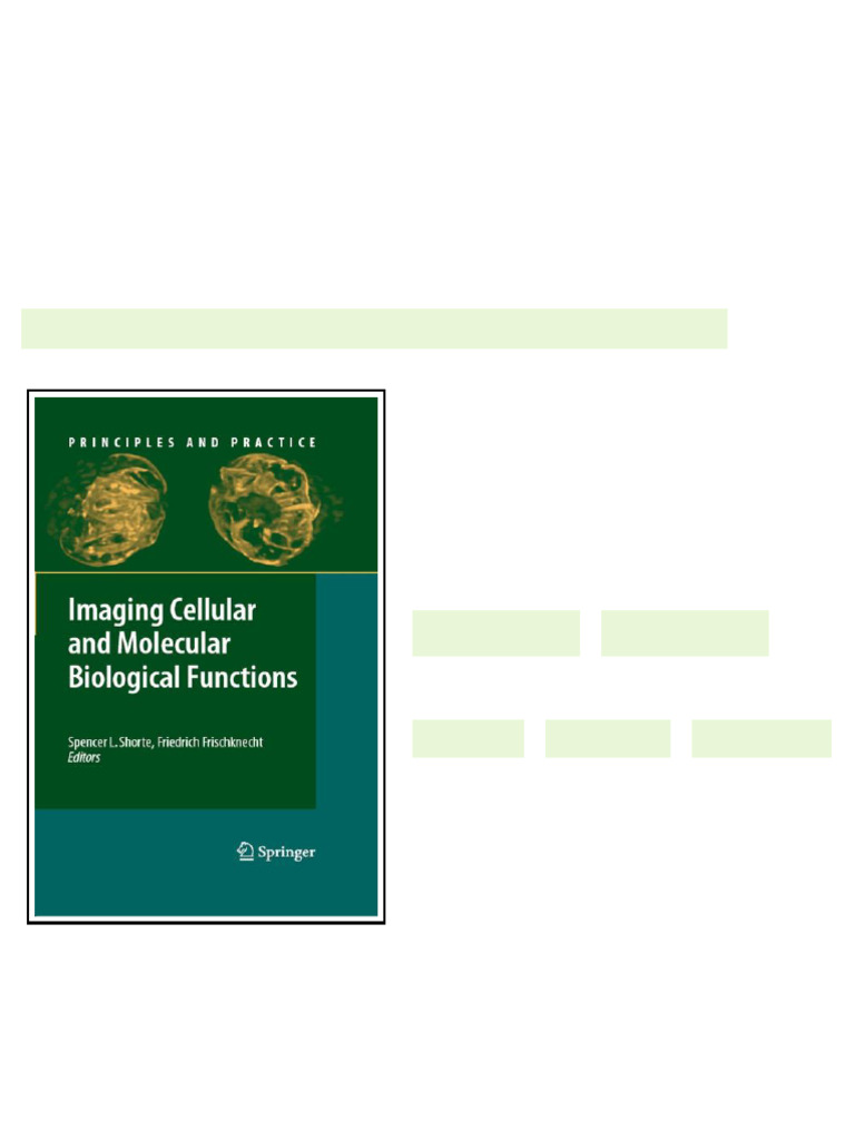 Imaging Cellular and Molecular Biological Functions (Principles and ...