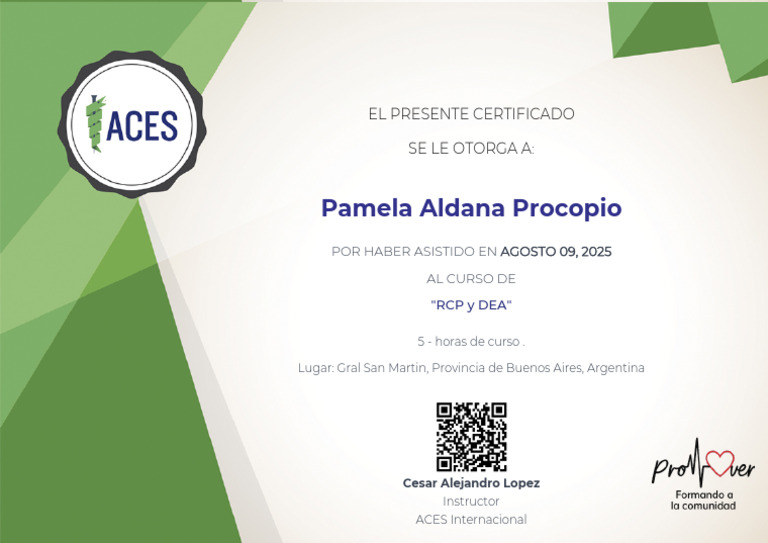 Certificado de Curso RCP y DEA 2025 | PDF