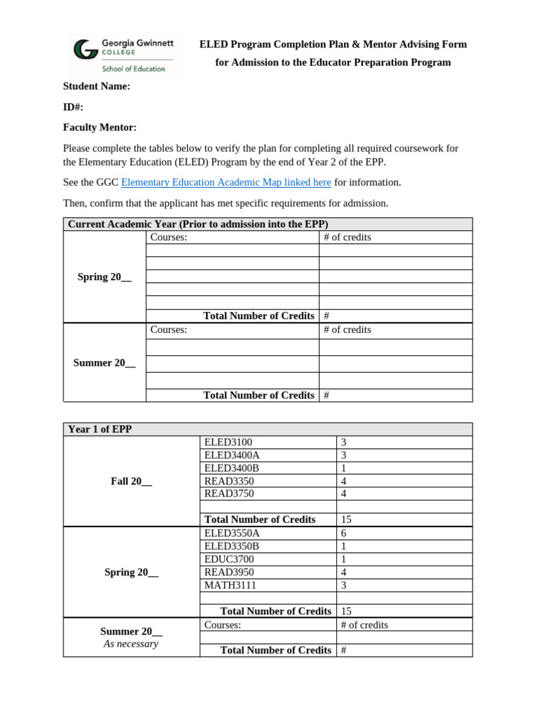 ELED Mentor Advising Form App to EPP | PDF | Higher Education ...