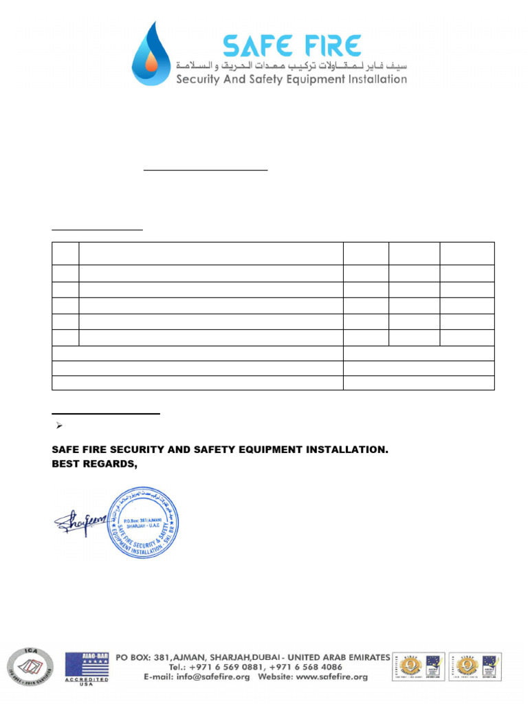 Quotation for Data Center Safety Supplies | PDF