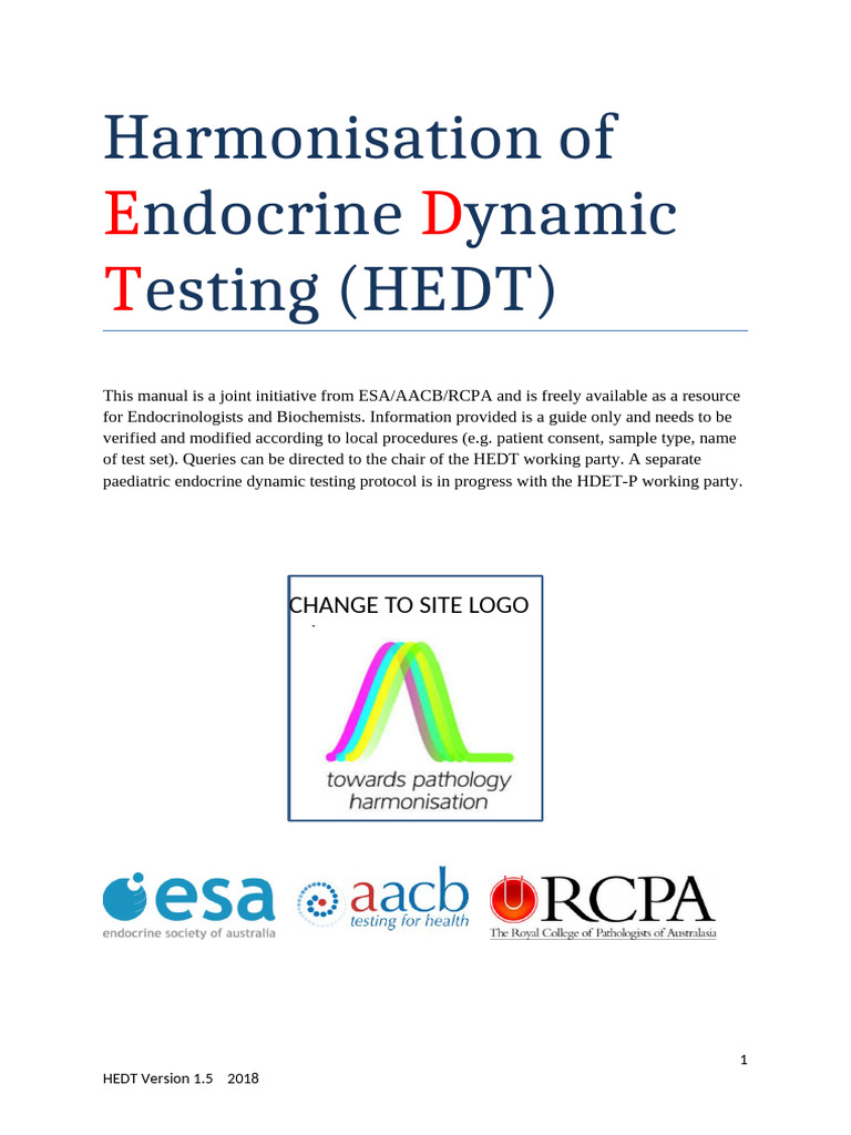 ESA Endocrine Dynamic Testing Protocol | PDF | Medical Specialties ...
