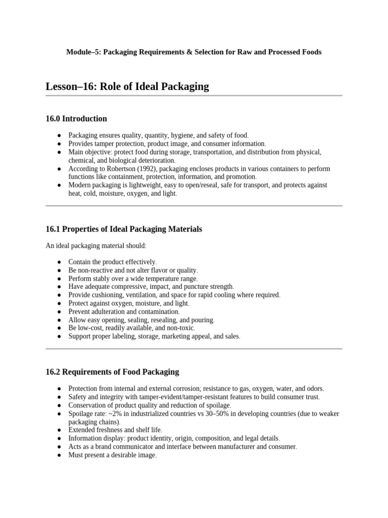 Ideal Packaging for Food Safety & Quality | PDF | Milk | Vegetables