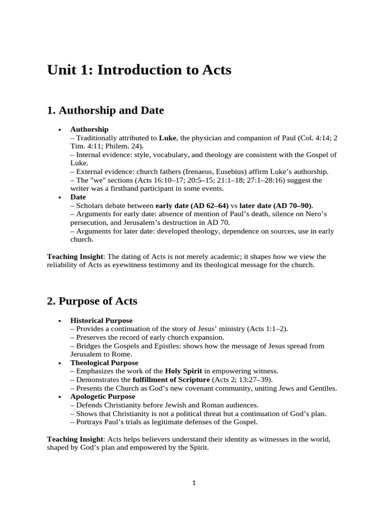 Acts of the Apostles Course Content | PDF | Acts Of The Apostles | Paul ...
