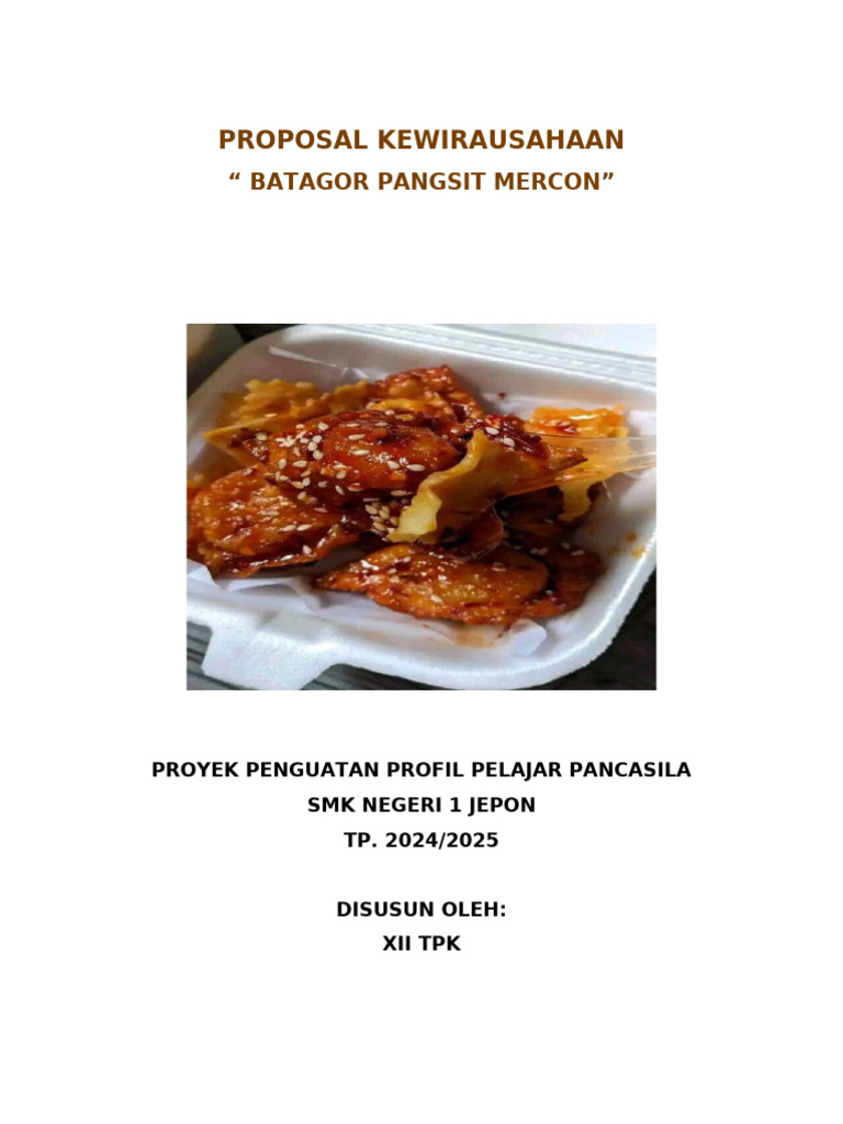 Proposal Usaha Batagor Pangsit Mercon | PDF