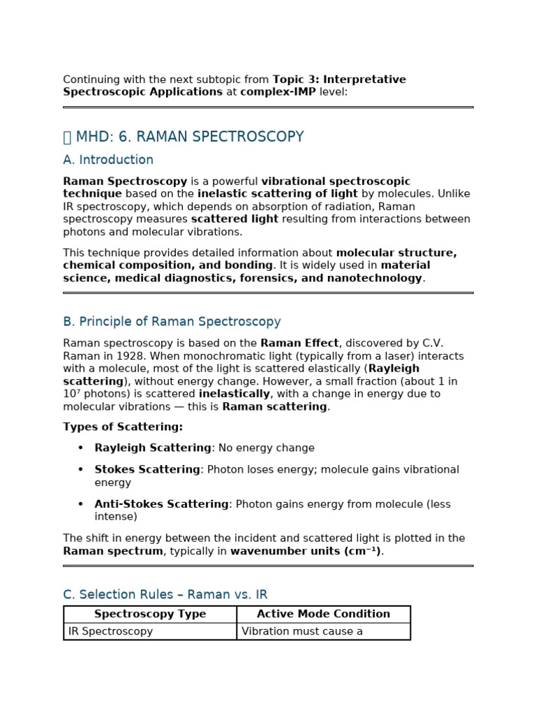 Raman Spectroscopy: Principles & Applications | PDF | Raman ...