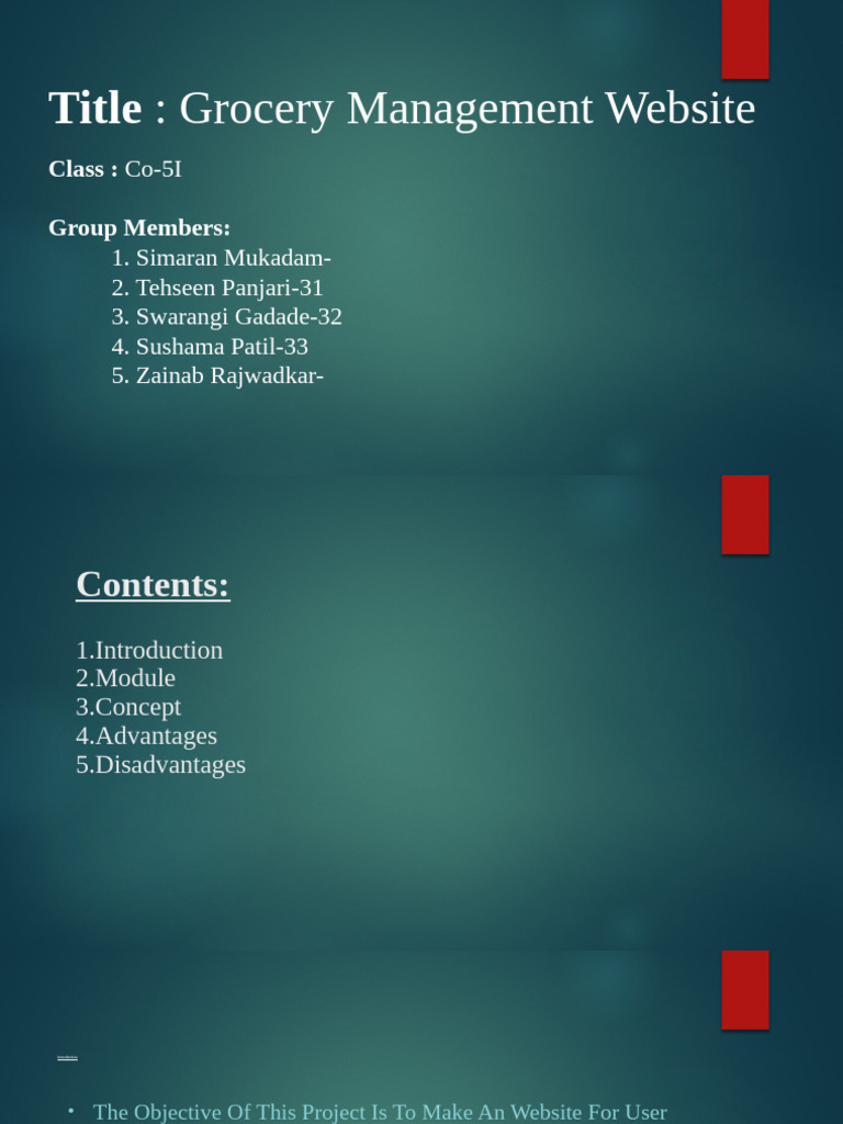 Grocery Management Website Overview | PDF