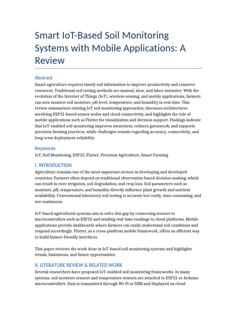 IoT Soil Monitoring Systems Review | PDF | Internet Of Things | Soil