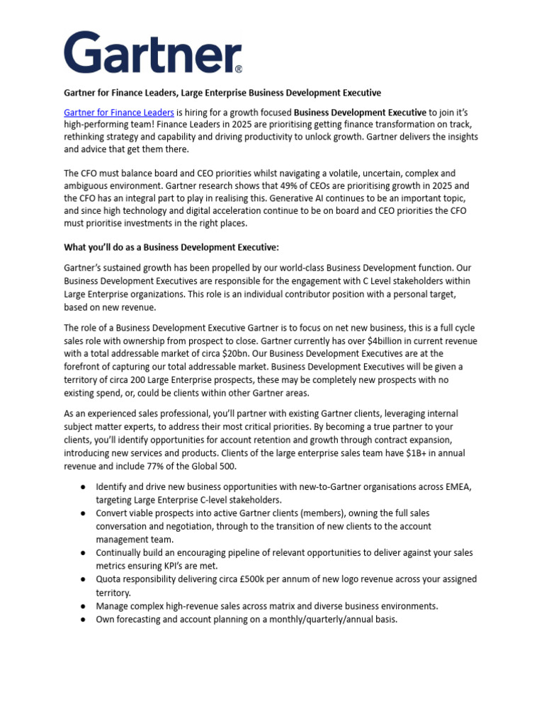 Finance - Business Development Executive.docx | PDF | Business | Sales