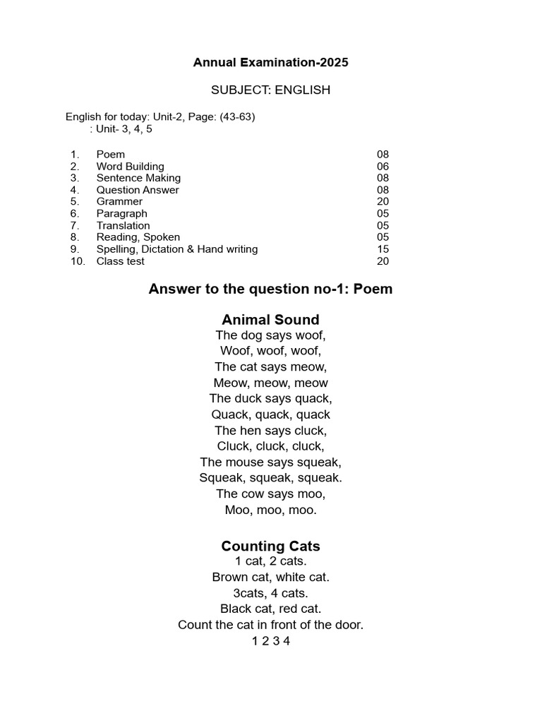 English Annual Exam Guide 2025 | PDF | Linguistics | Linguistic Morphology