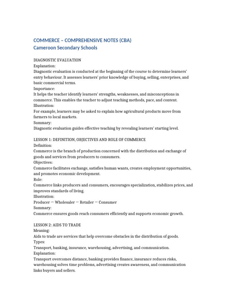 Commerce_CBA_Comprehensive_Notes | PDF | Commerce | Stocks